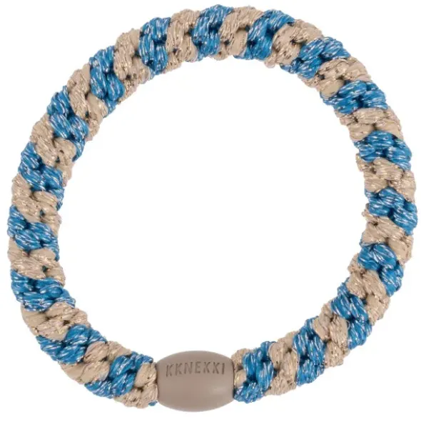 Haargummi KKNEKKI - blau beige glitter gestreift