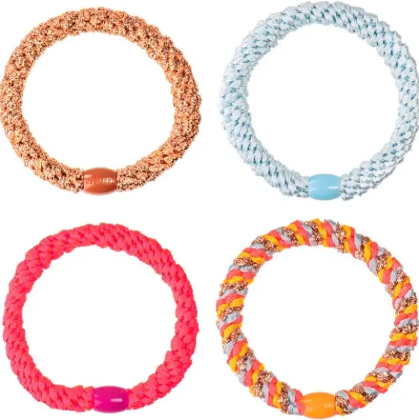 Haargummi KKNEKKI 4er-Set Bundle 14 - hellblau, neonpink & rosegold