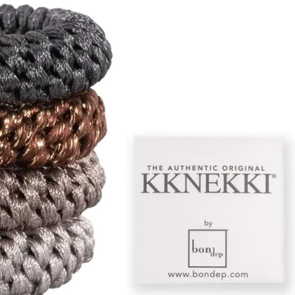Haargummi KKNEKKI 4er-Set Bundle 51 - grau & braun glitter