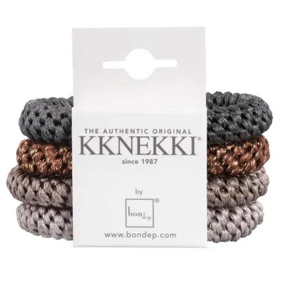 Haargummi KKNEKKI 4er-Set Bundle 51 - grau & braun glitter