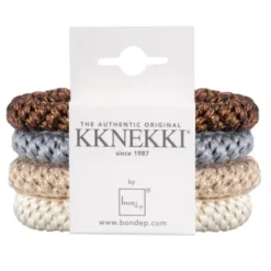 Haargummi KKNEKKI 4er-Set Bundle 53 - creme beige & braun glitter