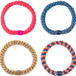 Haargummi KKNEKKI 4er-Set Bundle 15 - blau, beige & neonpink