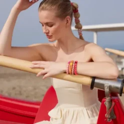 Haargummi KKNEKKI - rosewood seablue glitter gestreift