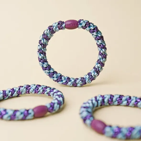 Haargummi KKNEKKI - seablue dark purple glitter gestreift