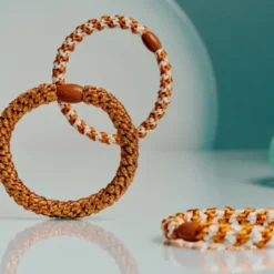 Haargummi KKNEKKI Slim - terracotta elfenbein glitter