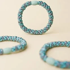 Haargummi KKNEKKI - teal stahlgrau glitter gestreift