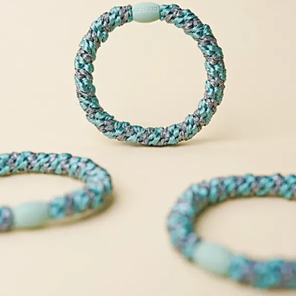 Haargummi KKNEKKI - teal stahlgrau glitter gestreift