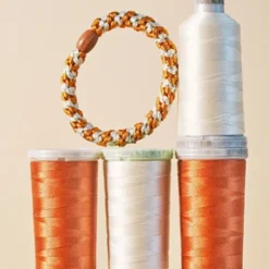 Haargummi KKNEKKI - terracotta elfenbein glitter gestreift