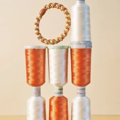 Haargummi KKNEKKI - terracotta elfenbein glitter gestreift