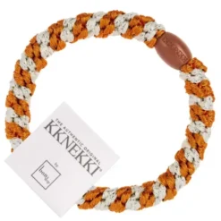 Haargummi KKNEKKI - terracotta elfenbein glitter gestreift