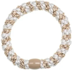 Haargummi KKNEKKI - weiß beige glitter gestreift