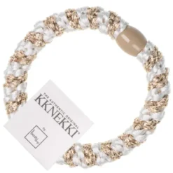 Haargummi KKNEKKI - weiß beige glitter gestreift