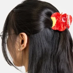 Haarklammer Apfel rot – großer Haarclip angebissener Apfel 6,5 cm