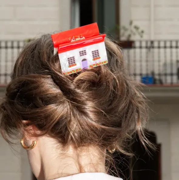 Haarklammer Haus – großer Haarclip mit Hausmotiv aus Kunststoff 7 cm