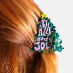 Haarklammer Weihnachtsbaum Holly and Joly – großer Haarclip 8 cm aus Kunststoff