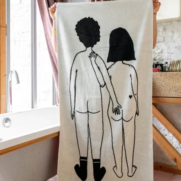Handtuch Baumwoll-Frottee "naked couple back" 140 x 70 cm