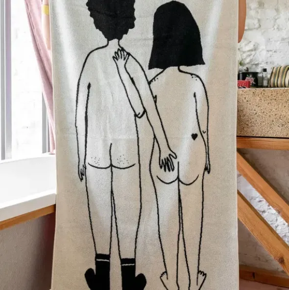 Handtuch Baumwoll-Frottee "naked couple back" 140 x 70 cm