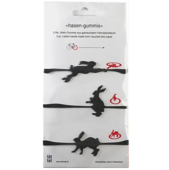 Haushaltsgummis 3er Set HASEN - Motiv-Gummi aus recycelten Fahrradschlauch