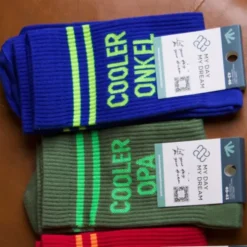 Herrensocken Cooler Onkel Gr. 40-43 blaue Socken mit Schriftzug für coole Onkels