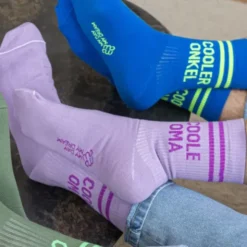 Herrensocken Cooler Onkel Gr. 43-46 blaue Socken mit Schriftzug für coole Onkels