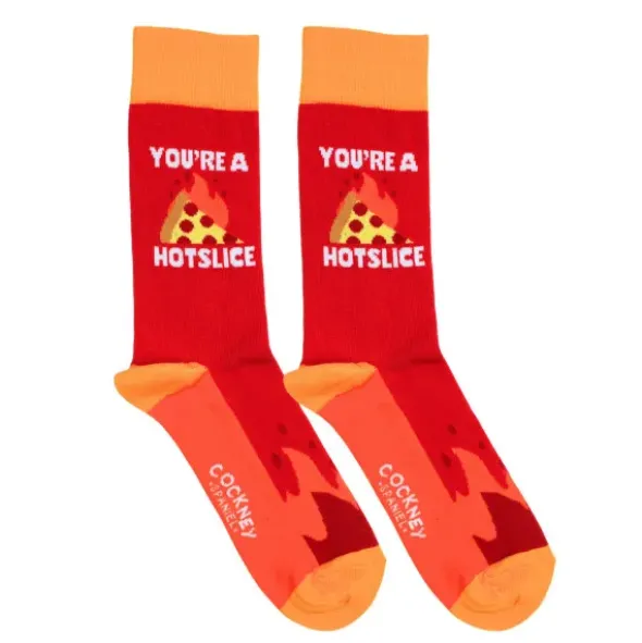 Herrensocken Pizza Motiv - Spruchsocken "Your Are a Hotslice" Gr. 39-46