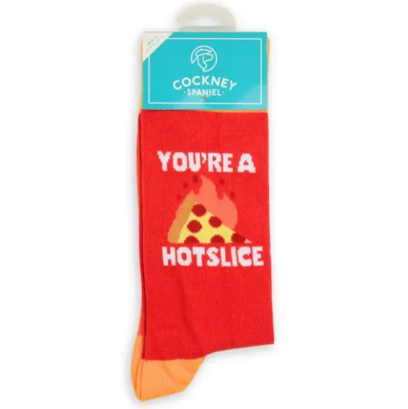 Herrensocken Pizza Motiv - Spruchsocken "Your Are a Hotslice" Gr. 39-46