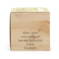 Herzblattklee im Holzwürfel - Hab dich lieb, personalisiert