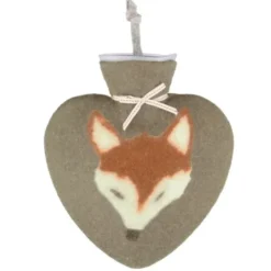 Herz Wärmflasche aus Filz - Fuchs, schlammgrau
