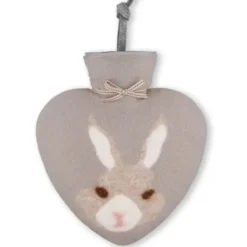 Herz Wärmflasche aus Filz - HASE BUNNY, nebelgrau