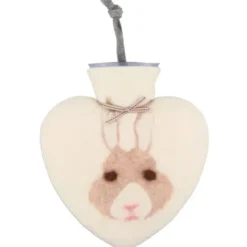 Herz Wärmflasche aus Filz - HASE BUNNY, wollweiß