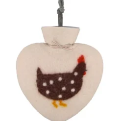 Herz Wärmflasche aus Filz - Huhn, peyote-braun