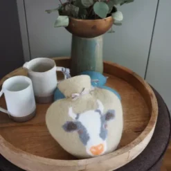 Herz Wärmflasche aus Filz - Huhn, peyote-braun