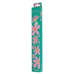 Holzfächer 42 cm Blumenmotiv pink - Handfächer mit Textilbespannung & Trageschlaufe