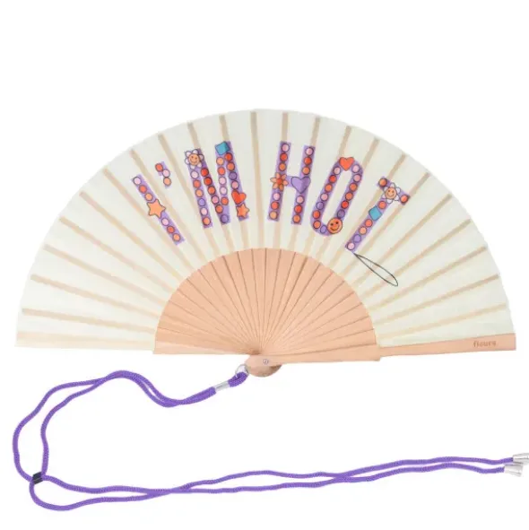 Holzfächer 42 cm I´M HOT - Handfächer mit Textilbespannung & Trageschlaufe