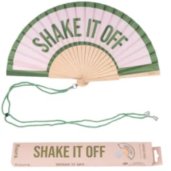 Holzfächer 42 cm SHAKE IT OFF - Handfächer mit Textilbespannung & Trageschlaufe