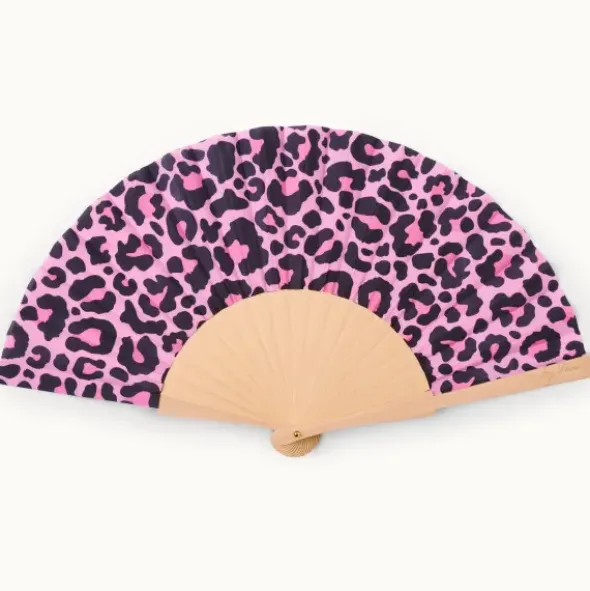 Holzfächer Seide - Handfächer Pink Leopard