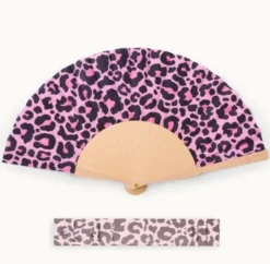 Holzfächer Seide - Handfächer Pink Leopard