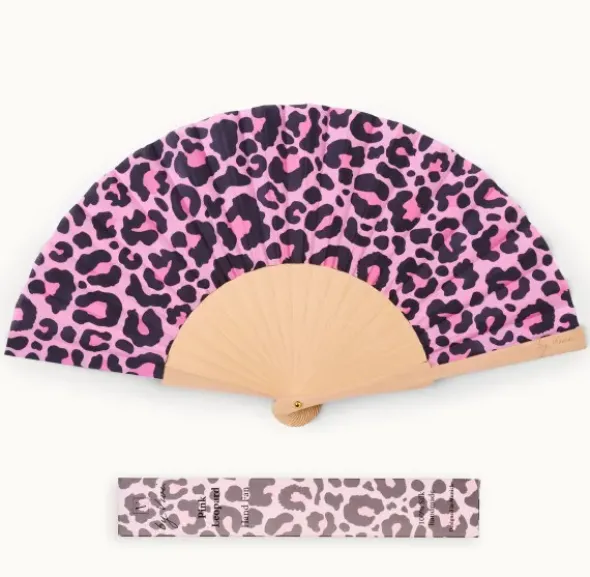 Holzfächer Seide - Handfächer Pink Leopard