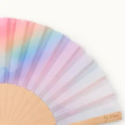 Holzfächer Seide - Handfächer Regenbogen