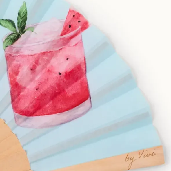 Holzfächer Seide - Handfächer Sommer im Glas