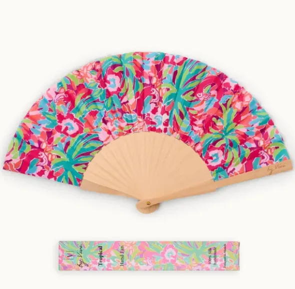 Holzfächer Seide - Handfächer Tropical bunt