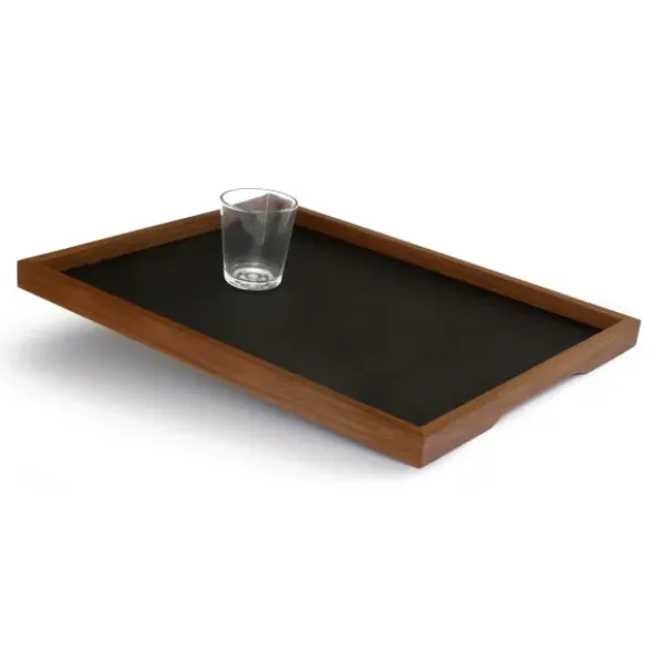 Holztablett BASIC L mit klappbaren Untergestell, mobiler Beistelltisch aus Nussbaumholz