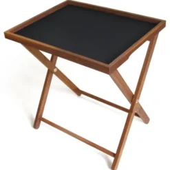 Holztablett BASIC L mit klappbaren Untergestell, mobiler Beistelltisch aus Nussbaumholz