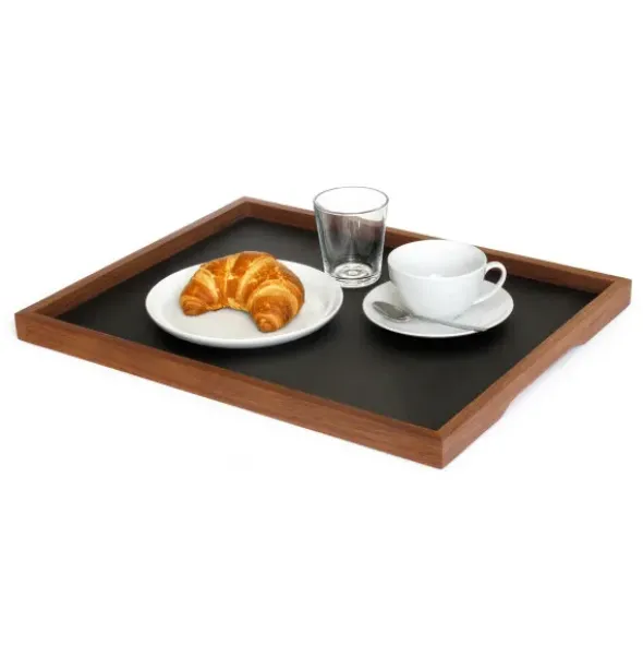 Holztablett BASIC L mit klappbaren Untergestell, mobiler Beistelltisch aus Nussbaumholz