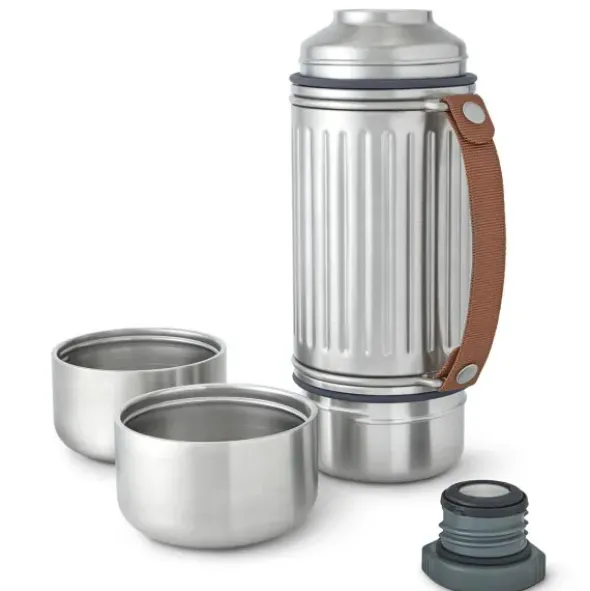 Isolierflasche Duo mit 2 Bechern 1,0 l Edelstahl