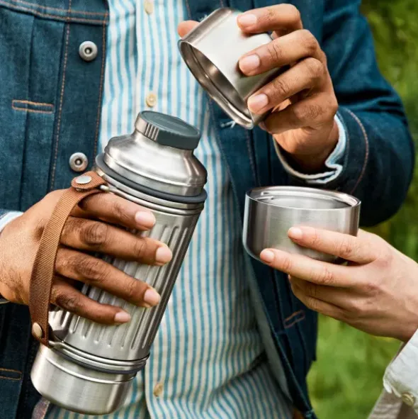 Isolierflasche Duo mit 2 Bechern 1,0 l Edelstahl