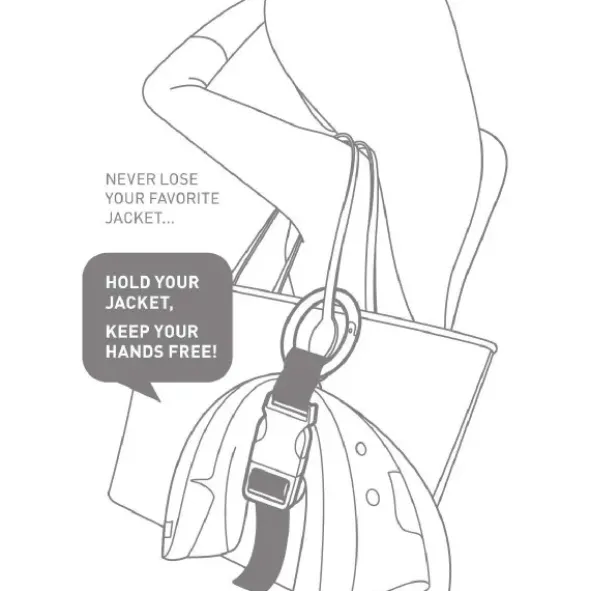 Jackenhalter mit Clip für Tasche oder Rucksack schwarz