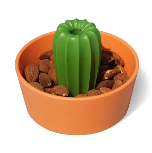Kaktus Snackschale + Glas Abdeckung CACNUTS orange-grün