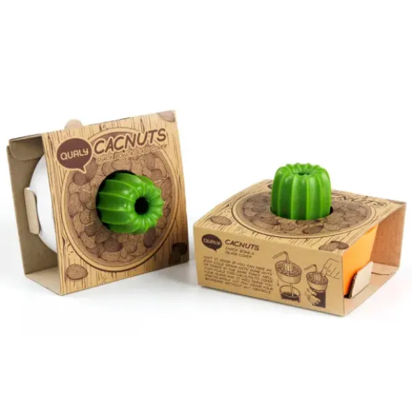 Kaktus Snackschale + Glas Abdeckung CACNUTS orange-grün