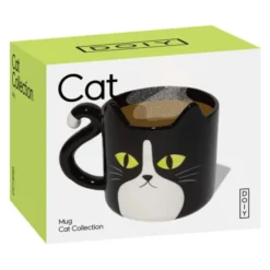 Katzentasse aus Keramik – schwarze Tasse im Katzen-Design